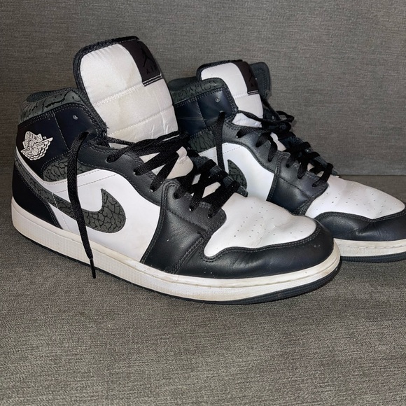Nike Other - Nike Black and White High-Top Jordan 1 Sneakers with Crackle Pattern